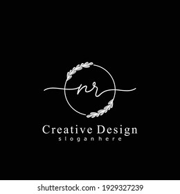 NR Initial calligraphy handwritten logo. Handwritten alphabet in the logo template. Letters and Alphabet for signature, wedding, fashion, floral and botanical logo design 