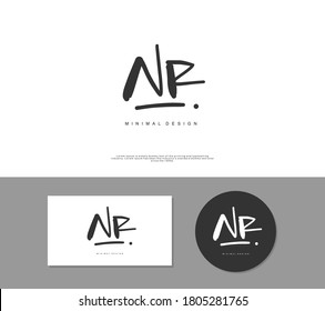 NR Escritura manuscrita inicial o logotipo manuscrito para la identidad. Logo con firma y estilo dibujado a mano.
