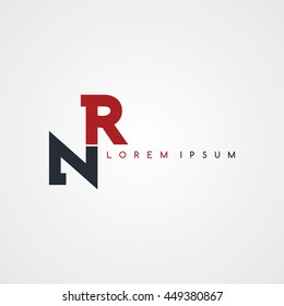 nr initial letter linked uppercase logo black red in white background