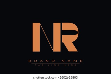 NR initial letter logo design. Letter N and R luxury alphabet letter logo icon template
