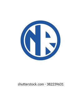 NR initial letters circle business logo blue