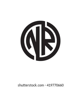 NR initial letters looping linked circle monogram logo