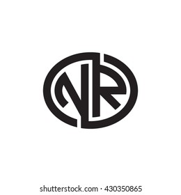 NR initial letters looping linked ellipse monogram logo