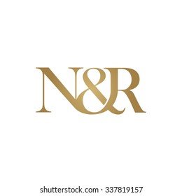 N&R Initial logo. Ampersand monogram golden logo
