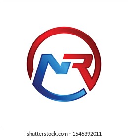 NR initial logo inspiration, clean and smart logo design, in red and blue.