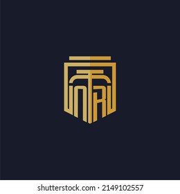 NR initial monogram logo elegant with shield style design for wall mural lawfirm gaming