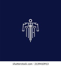 NR initial monogram logo for lawfirm with scale vector design