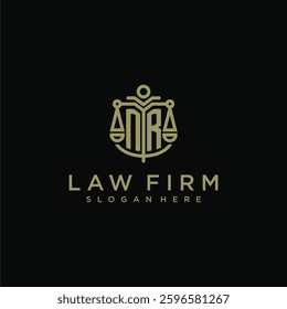 NR initial monogram logo for lawfirm with scale vector design