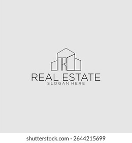 NR initial monogram logo for real estate with luxury building style