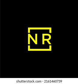 NR initial monogram logo with square style design