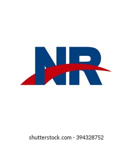NR initial overlapping swoosh letter logo blue red