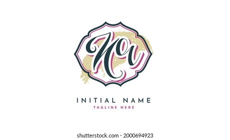 NR Initials, handwriting logo vector