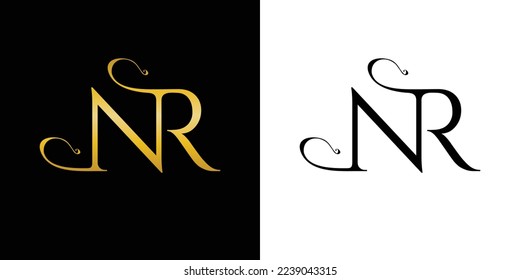 Diseño del logotipo de la letra NR, logotipo de monograma NR, icono de las iniciales NR, símbolo de la letra NR