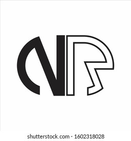 NR Letter logo monogram with oval shape negative space design template white background