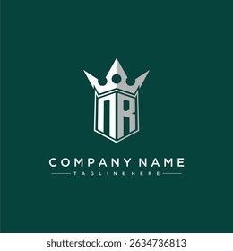NR letter monogram initial logo for shield and crown design