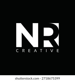 NR letters Logo with negative space design. Letter with geometric typography. Creative Vector Illustration with letters.