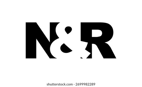 NR logo design in bold style. Black white identity symbol. Modern typography emblem. Corporate branding icon. Minimal business template.