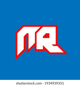 NR logo design, initial NR letter design with sci-fi style. NR logo for game, esport, Technology, Digital, Community or Business. N R sport modern Italic alphabet font. Typography urban style fonts.
