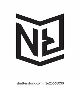 NR Logo Emblem Monogram With Shield Style Design Template Isolated On white Background