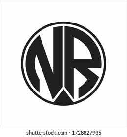 Monograma de logotipo NR con estilo de cinta de la pieza sobre fondo blanco