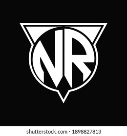 NR Logo monogram with circle shape and half triangle rounded on black background