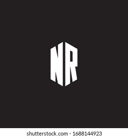 NR Logo monogram with hexagon shape style design template isolated on black background