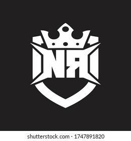 NR-Logo-Monogramm einzeln auf Schild und Kronen-Design-Vorlage