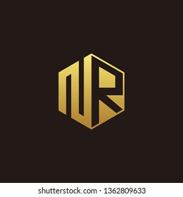 NR Logo Monogram with Negative space gold colors
