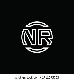 NR logo monogram with negative space circle rounded design template