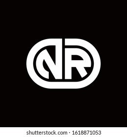 NR monogram logo with an oval style on a black background	
