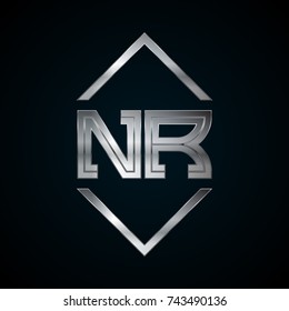 NR Monogram, Metal Logo, Silver Logo
