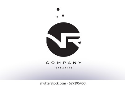 NR N R alphabet company letter logo design vector icon template simple black white circle dot dots creative abstract