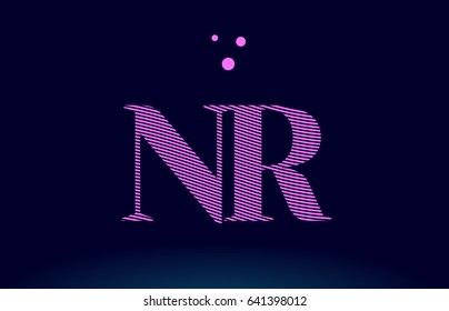 nr n r alphabet letter logo pink line stripes magenta purple blue font creative text dots company vector icon design template