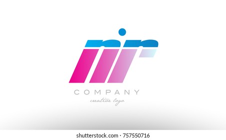 nr n r alphabet letter combination in pink and blue color. Can be used as a logo for a company or business with initials