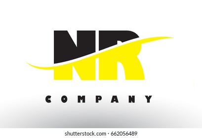 NR N R  Black and Yellow Letter Logo with White Swoosh and Curved Lines.
