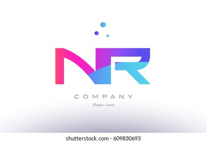 nr n r  creative pink purple blue modern dots creative alphabet gradient company letter logo design vector icon template