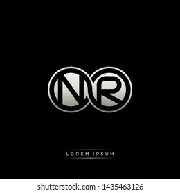 NR N R initial letter linked circle capital monogram logo modern template silver color edition