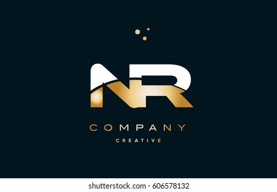 nr n r  white yellow gold golden metal metallic luxury alphabet company letter logo design vector icon template