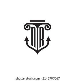 NR pillar and anchor combination concept logo in high quality design