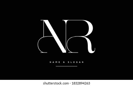 Monograma del logotipo de las letras abstractas NR ,RN ,N ,R