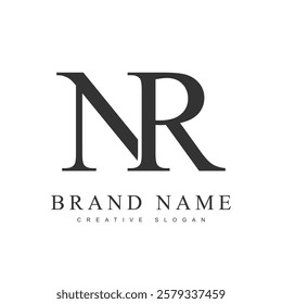 NR trendy logotype template. Initial letter n and r classic font style. Creative logo for company name or identity. Vector illustration.