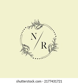 Cartas iniciales con logotipo de boda NR en un diseño profesional de alta calidad que se imprimirán en cualquier medio impreso