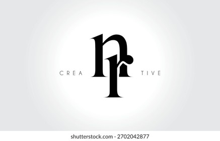 Logotipo elegante del monograma del serif de NRnr – Letra tipográfica minúscula de lujo para la marca moderna