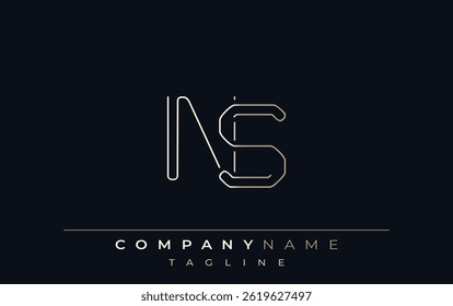 NS Abstract Line Style Logo. Minimalist Design Featuring the Letters N and S Abstract Line Style
