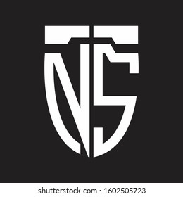 NS Abstract logo monogram with emblem style isolated on black background
