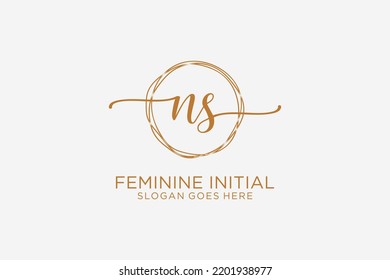 NS beauty monogram and elegant logo design handwriting logo of initial signature, wedding, fashion, floral and botanical with creative template.