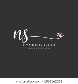 Logo inicial del vector de belleza NS, logotipo de escritura a mano de firma inicial, boda, moda, joyería, boutique, floral y botánica con plantilla creativa para cualquier empresa o negocio.