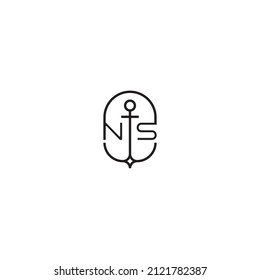 NS creative letter logo design in anchor concept with high quality professional design that will print well across any print media