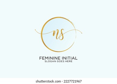 NS handwriting logo with circle template vector signature, wedding, fashion, floral and botanical with creative template.