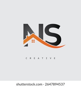 NS House Letter Logo – Creative Real Estate Monogram with Roof Shape and Home Icon for Property, Architecture and Modern Branding Identity